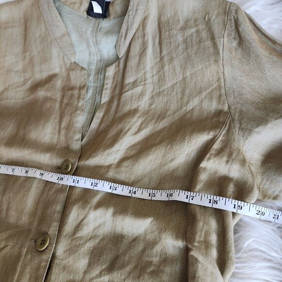 Eileen Fisher Linen‎ Jacket Women M Mandarin Collar Iridescent Lagenlook - Picture 8 of 15